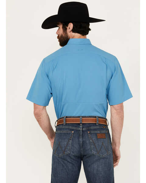Ariat Men's VentTEK Solid Classic Fit Short Sleeve Performance Shirt, Blue, hi-res