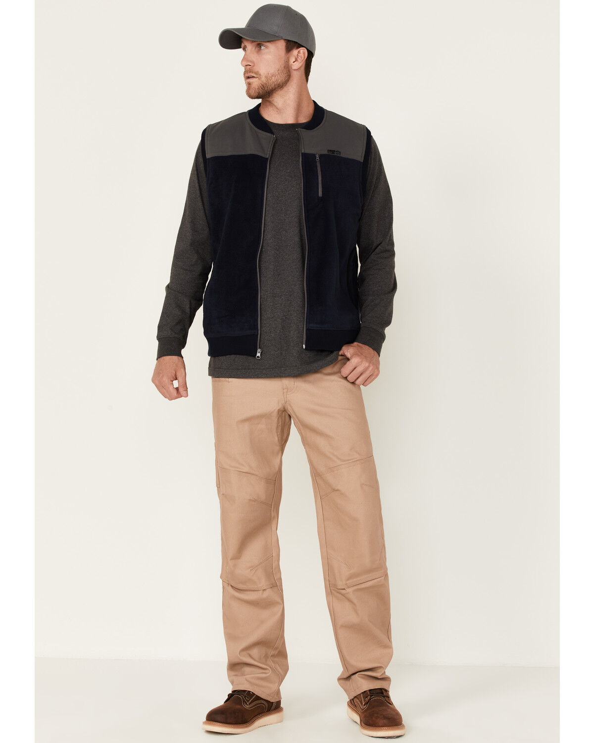 Image #2 - Wrangler ATS Men's All-Terrain Dark Sapphire Fleece Zip-Front Bomber Vest, Blue, hi-res