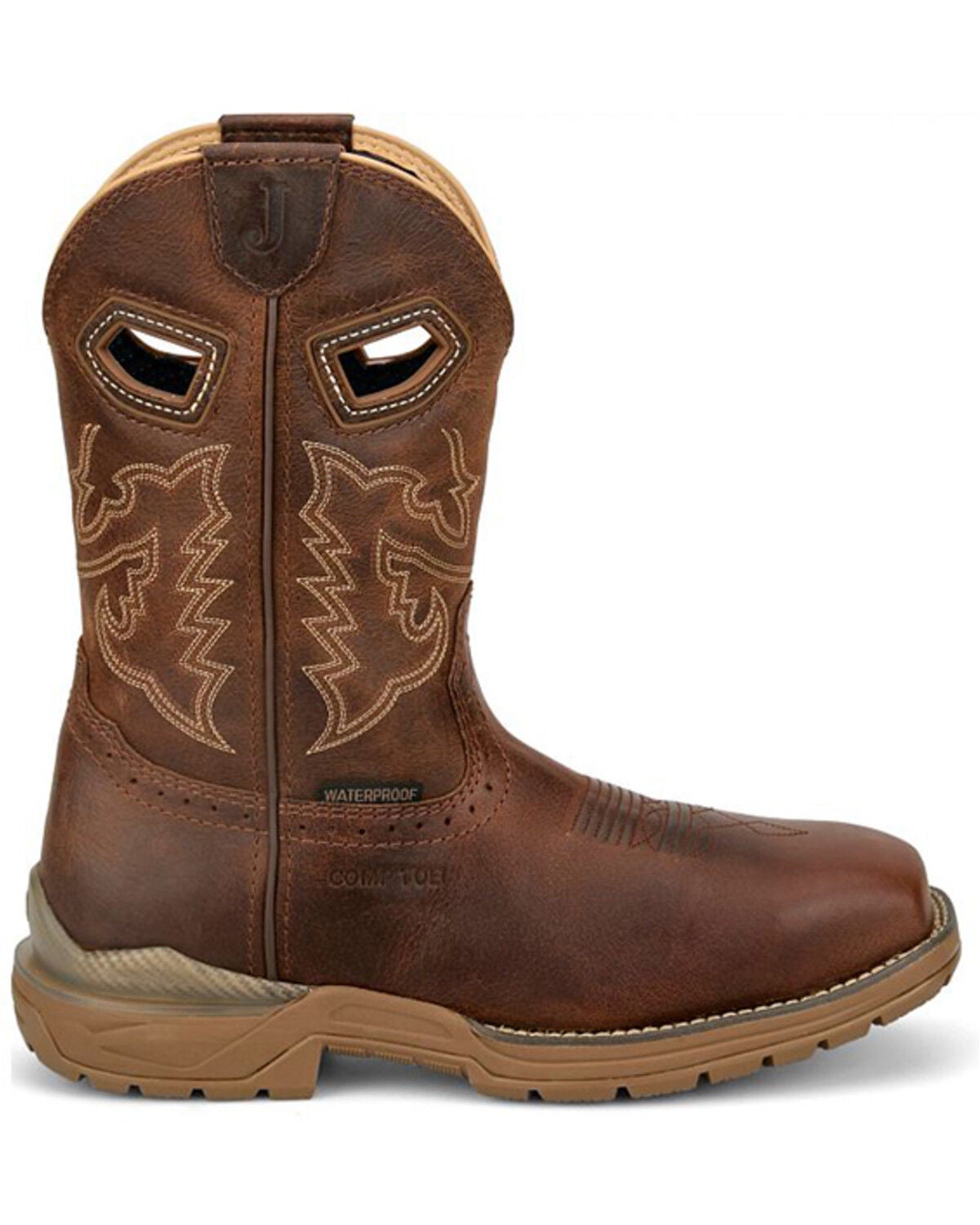 Image #2 - Justin Men's 11" Warhawk Oil Patch Waterproof Work Boots - Nano Composite Toe, Tan, hi-res