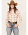 Image #1 - Wrangler Women's Plaid Print Long Sleeve Western Snap Shirt, Ivory, hi-res