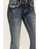 Image #4 - Grace In LA Women's Medium Wash Sequin Longhorn Pocket Mid Rise Bootcut Stretch Denim Jeans, Medium Wash, hi-res
