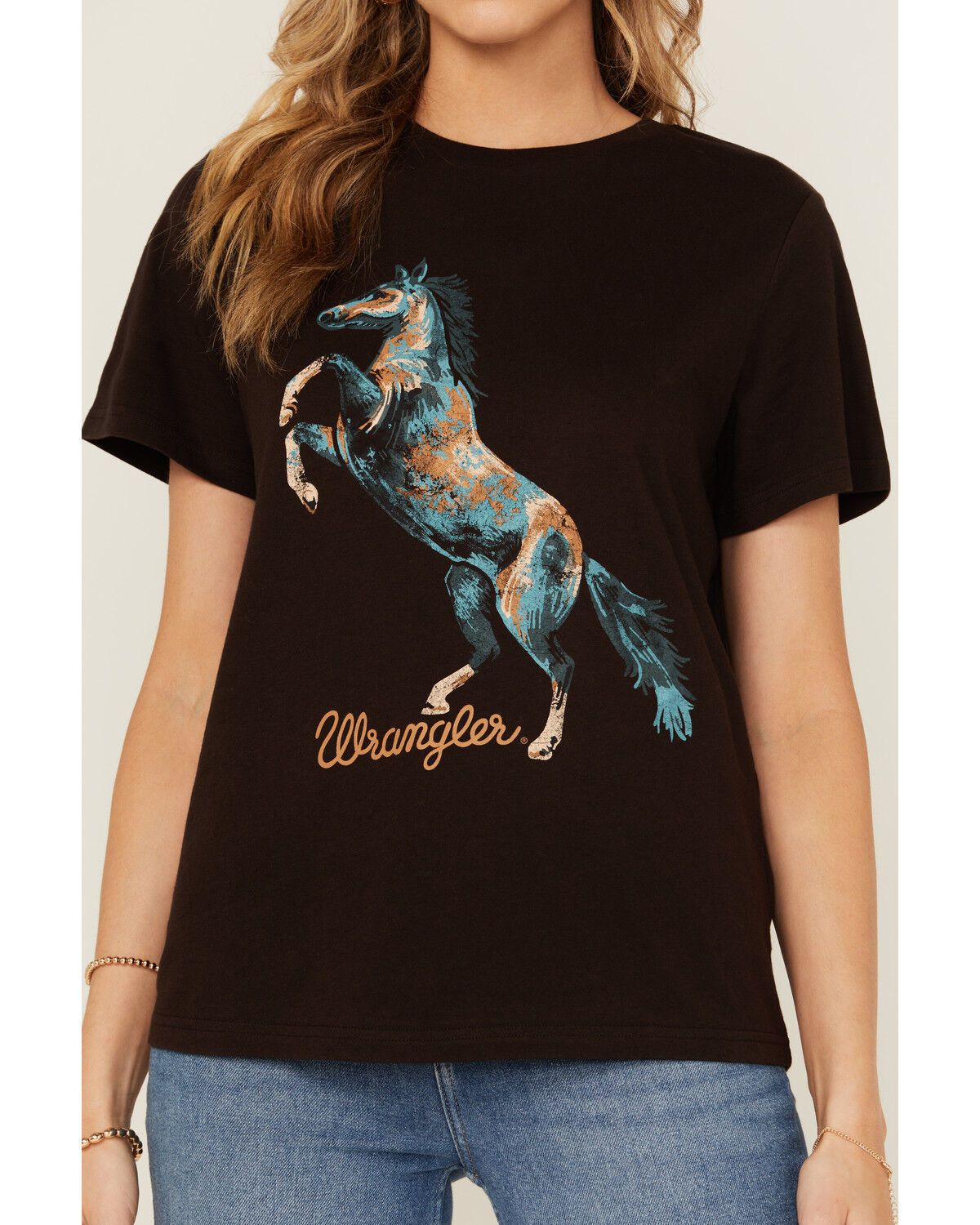 Image #3 - Wrangler Women's Horse Logo Short Sleeve Graphic Tee, Brown, hi-res