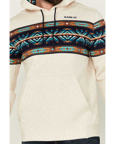 Image #3 - RANK 45® Men's Sworn Border Print Hooded Sweatshirt , Ivory, hi-res