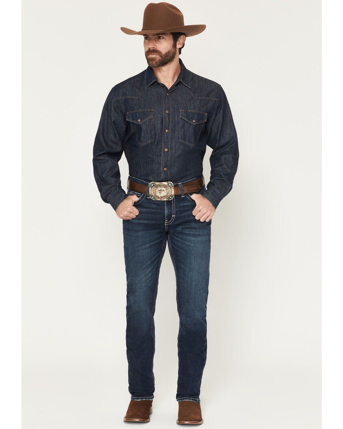 Image #1 - Ariat Men's M8 Hillcrest Matthew Dark Wash Modern Slim Straight Stretch Denim Jeans, Dark Wash, hi-res