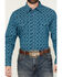 Image #3 - Wrangler Men's 20X Paisley Print Long Sleeve Snap Stretch Western Shirt - Tall, Navy, hi-res