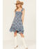 Image #1 - Rock & Roll Denim Women's Sleeveless Floral Print Mini Dress, Blue, hi-res