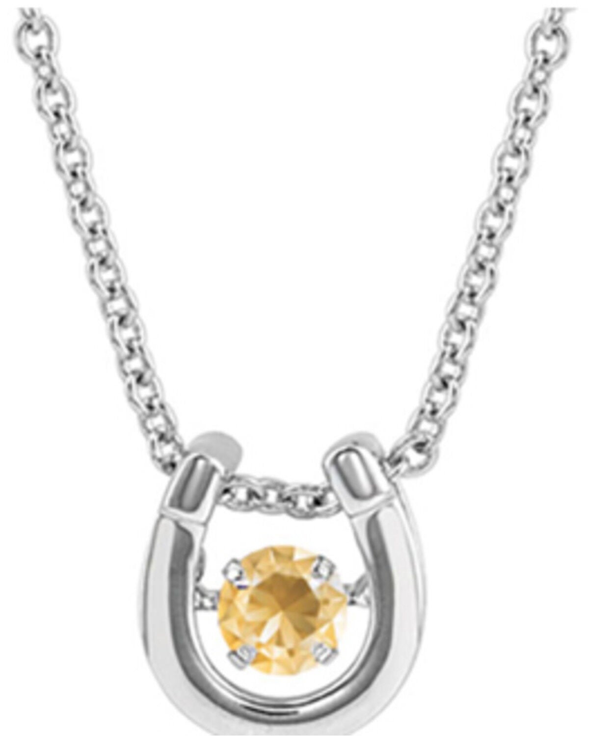 Image #1 - Montana Silversmiths Women's Dancing Birthstone Horseshoe Necklace, Silver, hi-res