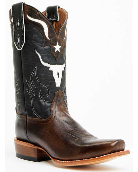 Moonshine Spirit Men's Showtime Longhorn Inlay Western Boots - Square Toe , Brown, hi-res