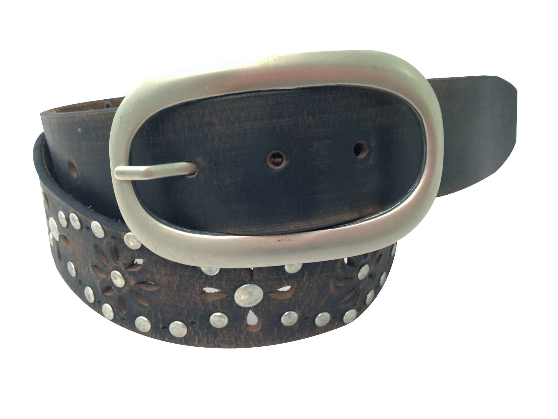 Danbury Women's Floral Cutout Belt, Brown, hi-res