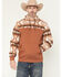 Image #1 - RANK 45® Men's Dusted Southwestern Print Color Block Hooded Sweatshirt, Cognac, hi-res