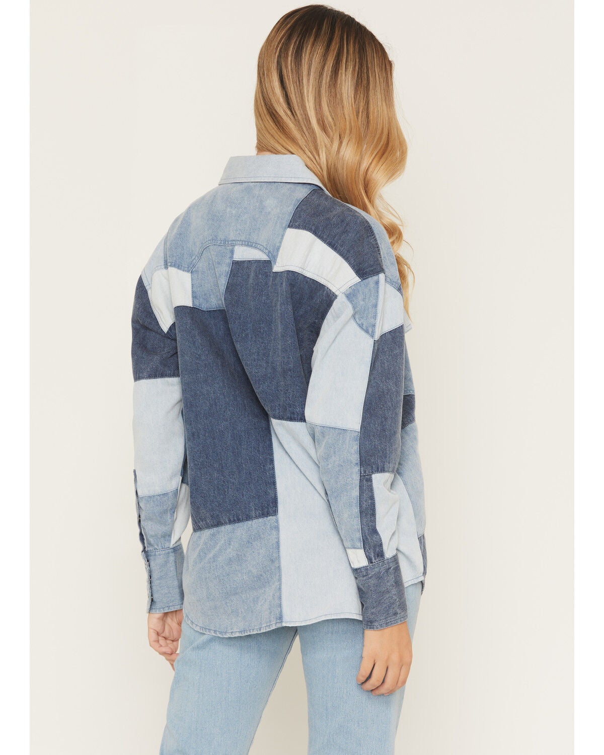 Image #4 - Kimes Ranch Women's Olly Patchwork Long Sleeve Snap Denim Shirt, Blue, hi-res