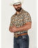 Image #3 - Rock & Roll Denim Men's Cactus Print Stretch Short Sleeve Snap Western Shirt, Tan, hi-res