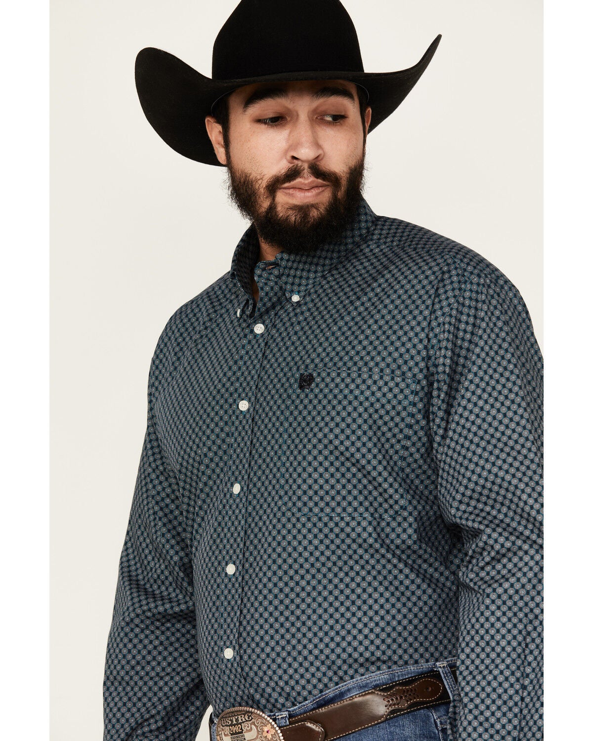 Image #2 - Cinch Men's Medallion Print Long Sleeve Button-Down Western Shirt, Teal, hi-res