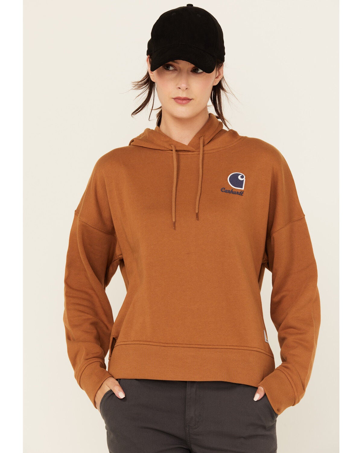 Carhartt Women's Tencel&trade; Fiber Series Graphic Hoodie, Brown, hi-res