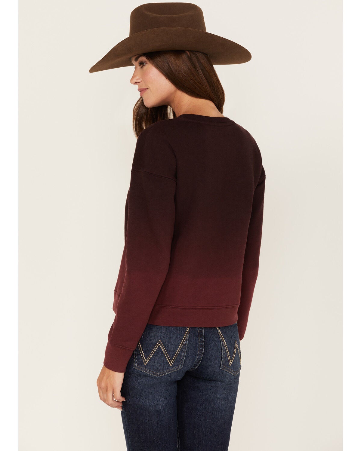 Image #4 - RANK 45&reg; Women's Long Sleeve Ombre Pullover Sweater, Burgundy, hi-res
