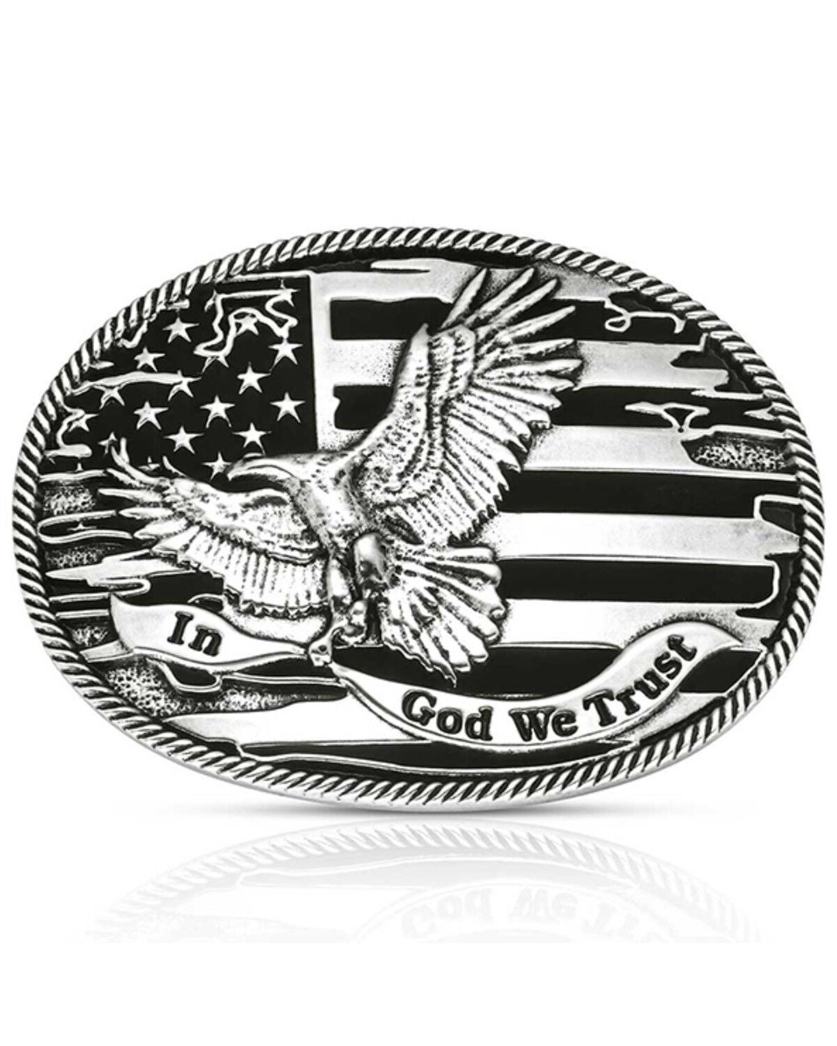 Montana Silversmiths Men's In God We Trust Patriotic Belt Buckle, Silver, hi-res