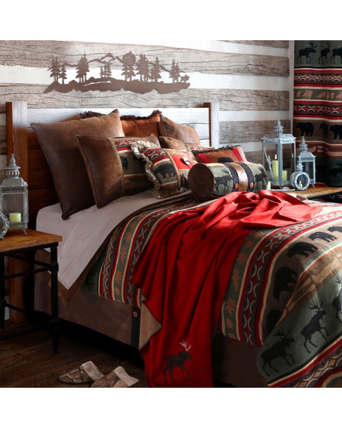 Carstens Backwoods Queen Bedding - 5 Piece Set, Green, hi-res