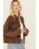 Rock & Roll Denim Women's Corduroy Button-Down Long Sleeve Shirt , Brown, hi-res