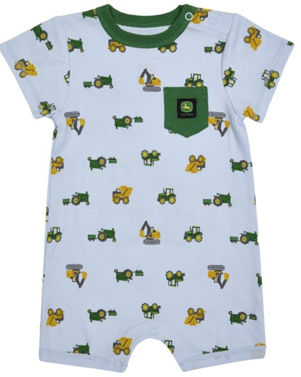 Image #1 - John Deere Infant Boys' Farm Equipment Short Sleeve Onesie, Blue, hi-res