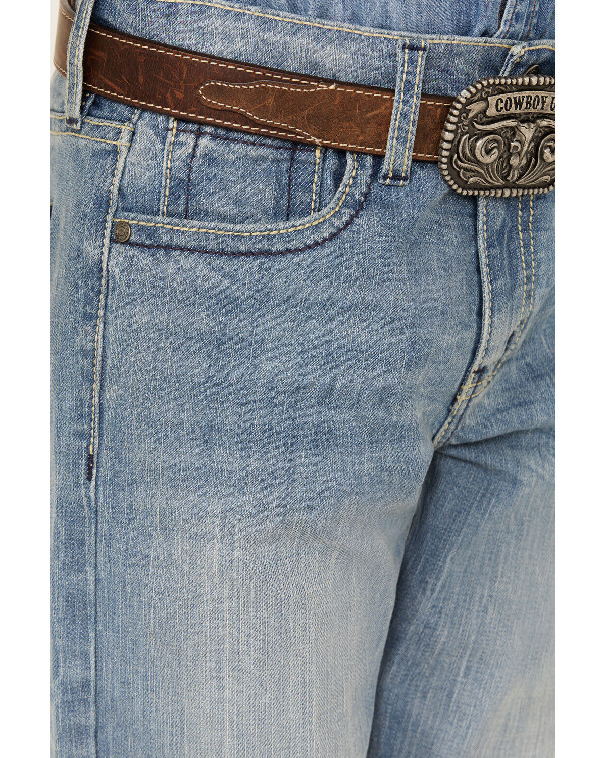 Image #2 - Cody James Boys' Light Wash Cloverleaf Slim Stretch Bootcut Jeans, Light Wash, hi-res