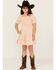 Image #1 - Hayden LA Girls' Gingham Print Puff Sleeve Mini Dress, Peach, hi-res