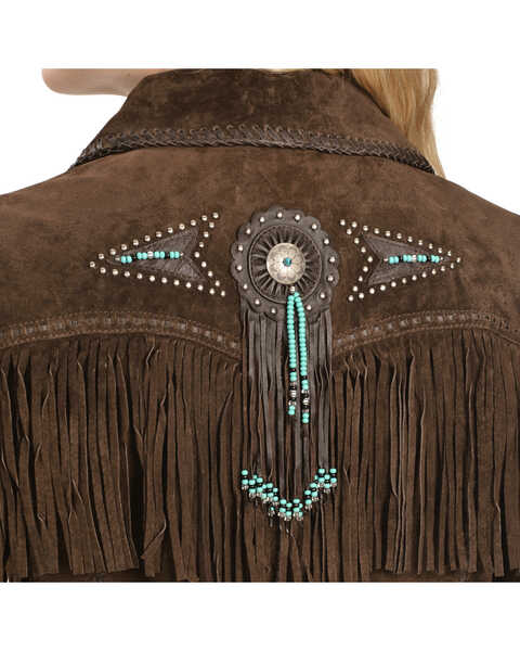 Scully Fringe & Beaded Boar Suede Leather Jacket, Chocolate, hi-res