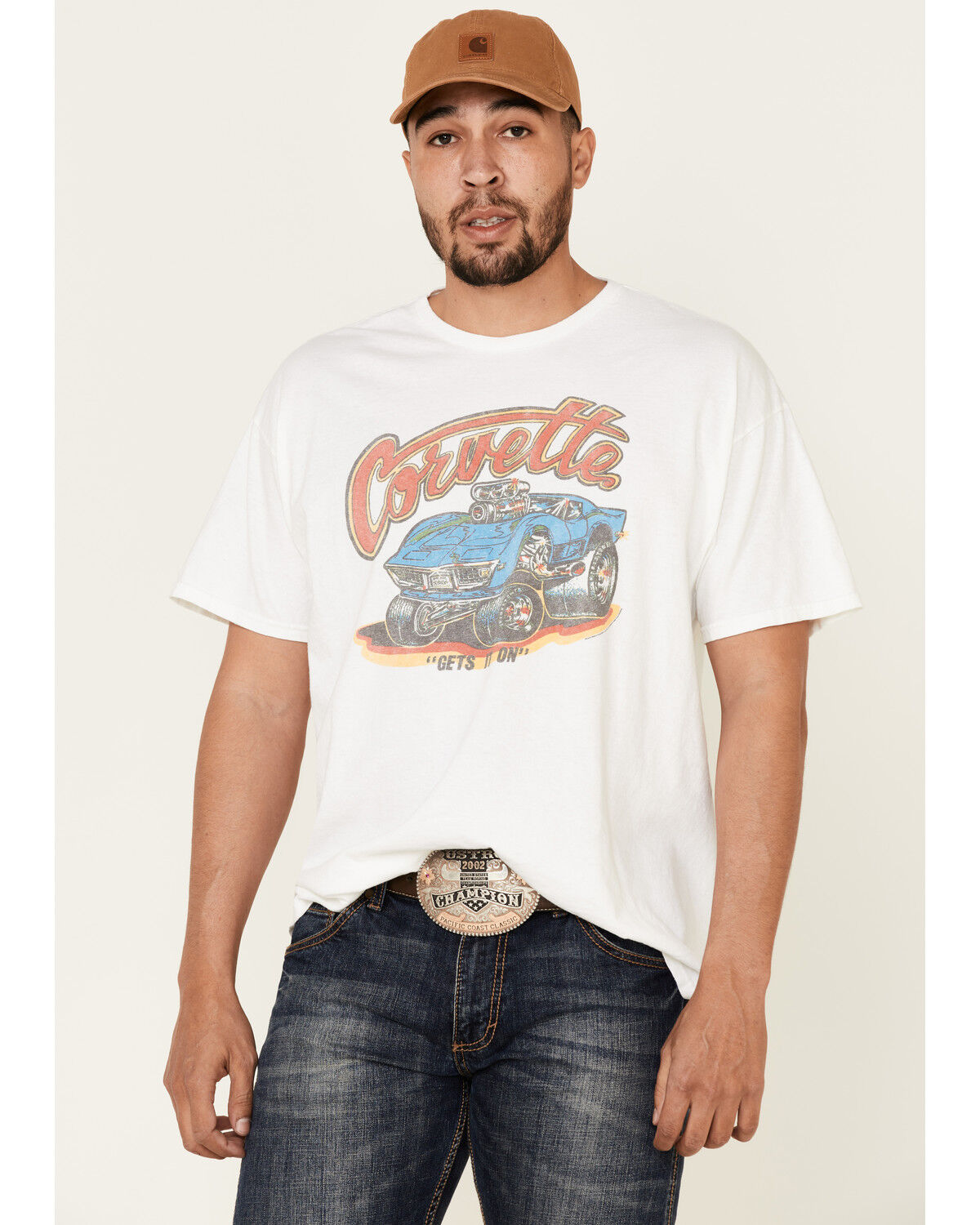 Image #1 - Junk Food Clothing Men's Corvette Get's It On Graphic T-Shirt, White, hi-res