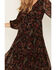 Image #3 - Angie Women's Floral Pleated Long Sleeve Dress, Black, hi-res