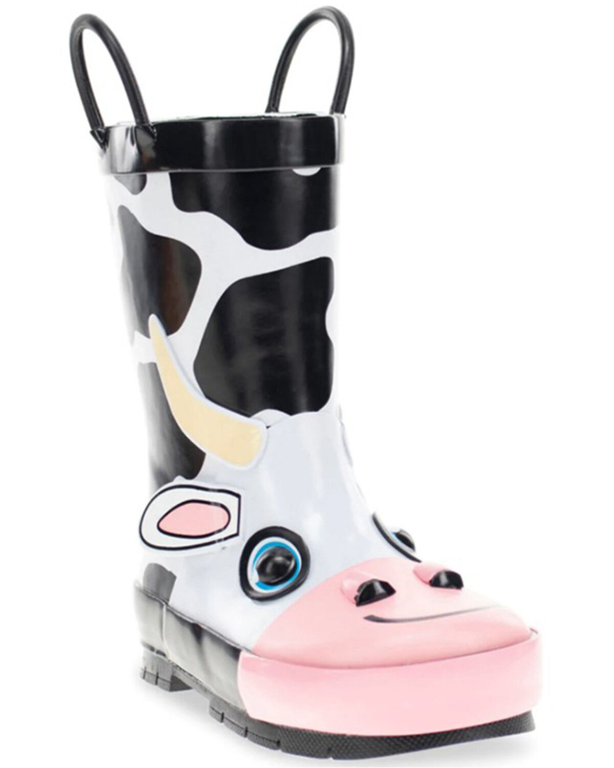 Image #1 - Western Chief Girls' Colbie Cow Rain Boots, Black, hi-res
