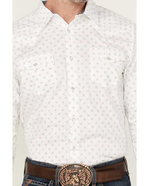 Image #3 - Cody James Men's North Star Jacquard Geo Print Long Sleeve Pearl Snap Western Shirt , Ivory, hi-res