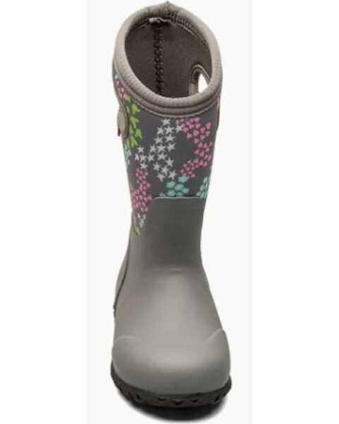 Image #3 - Bogs Girls' York Star Heart Rain Boots - Round Toe, Grey, hi-res