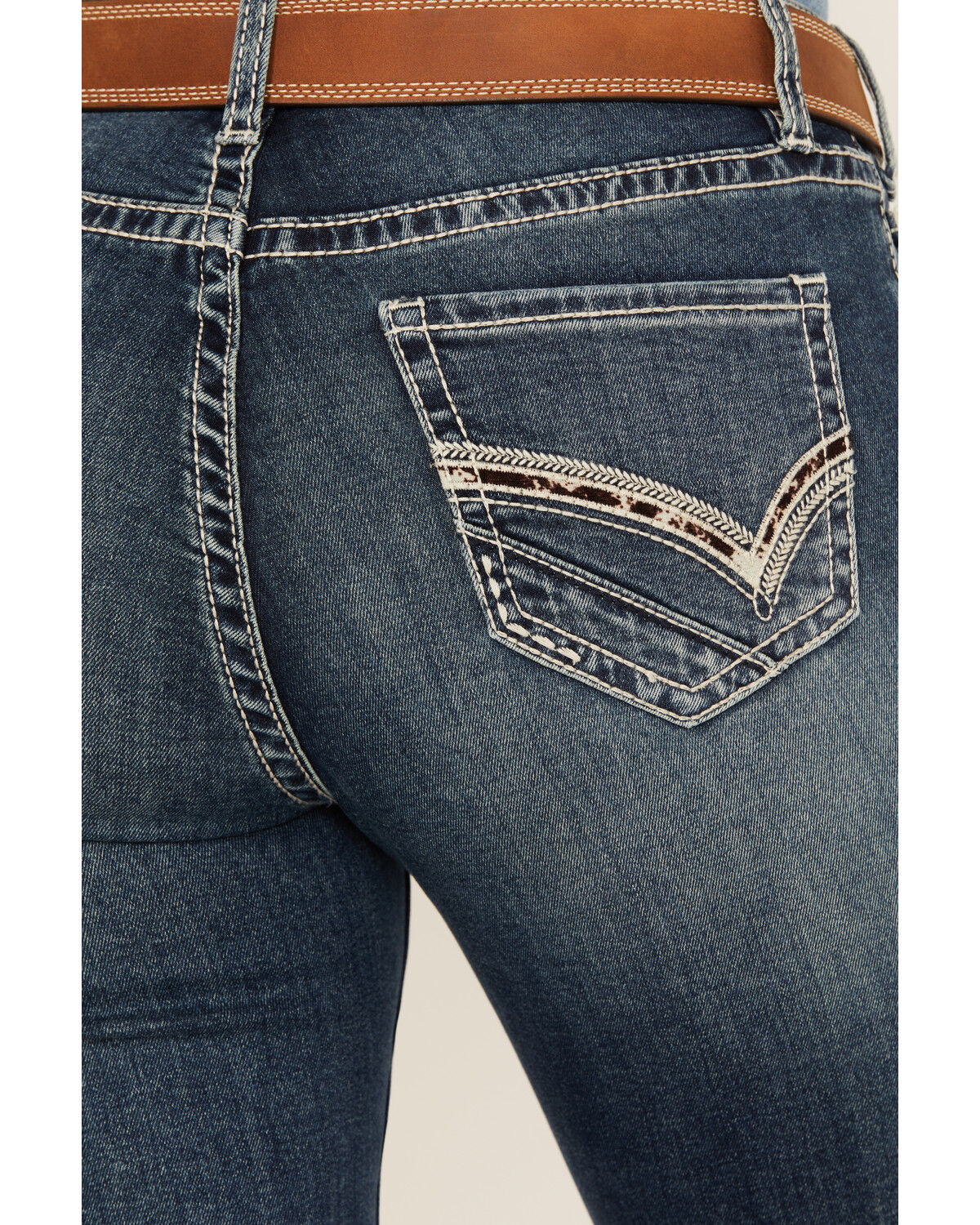 Image #4 - Panhandle Women's Medium Wash Mid Rise Stretch Riding Jeans, Medium Wash, hi-res