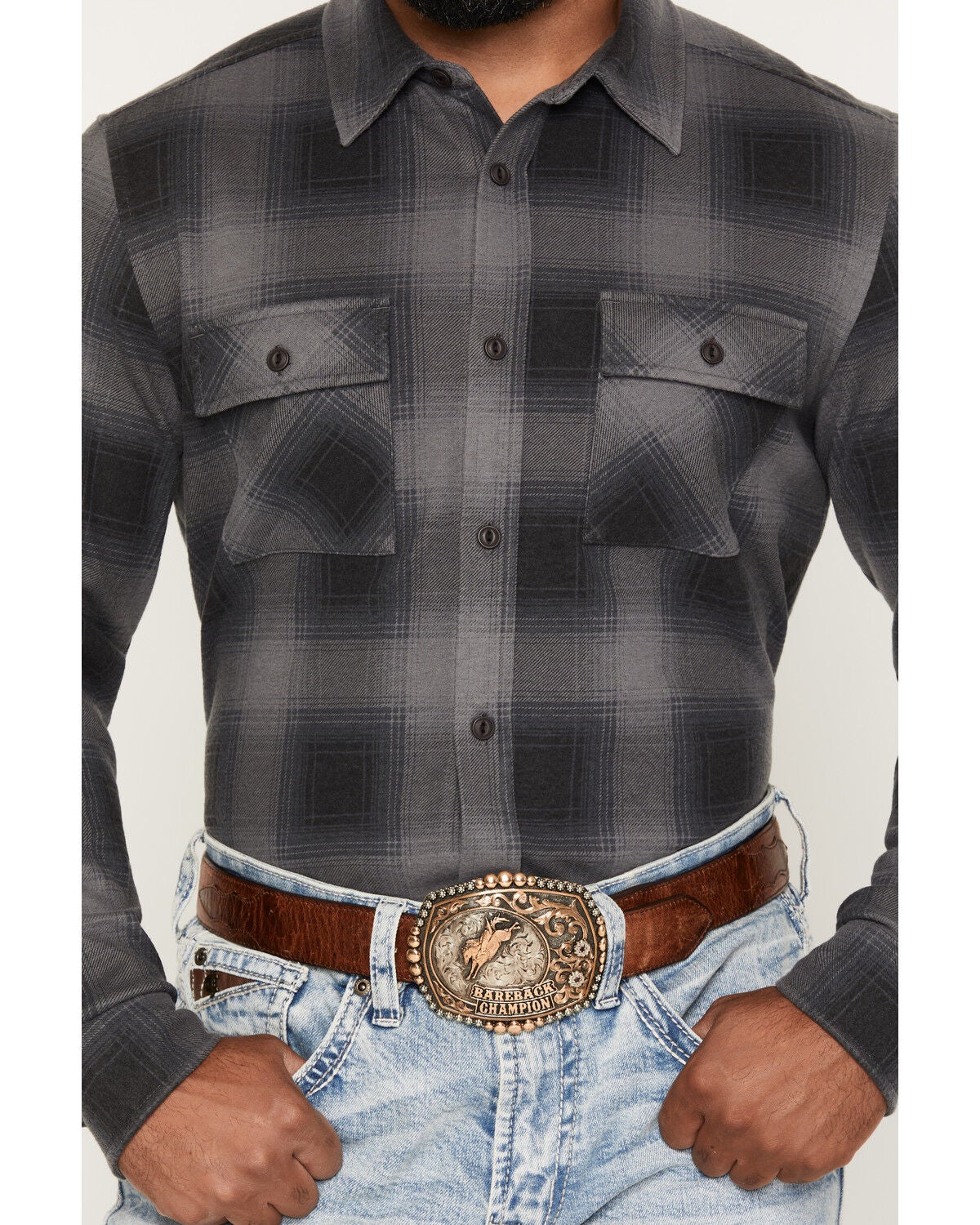 Image #3 - Cody James Men's Quiet Shade Plaid Print Long Sleeve Button-Down Shirt, Slate, hi-res