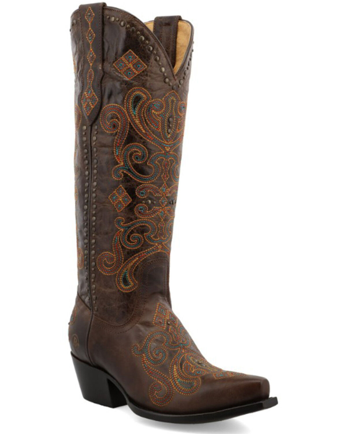 Image #1 - Black Star Women's Lockhart Embroidered Leather Western Boot - Snip Toe, Brown, hi-res