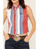 Image #3 - Wrangler Retro Women's Striped Print Sleeveless Snap Cropped Western Shirt, Red, hi-res