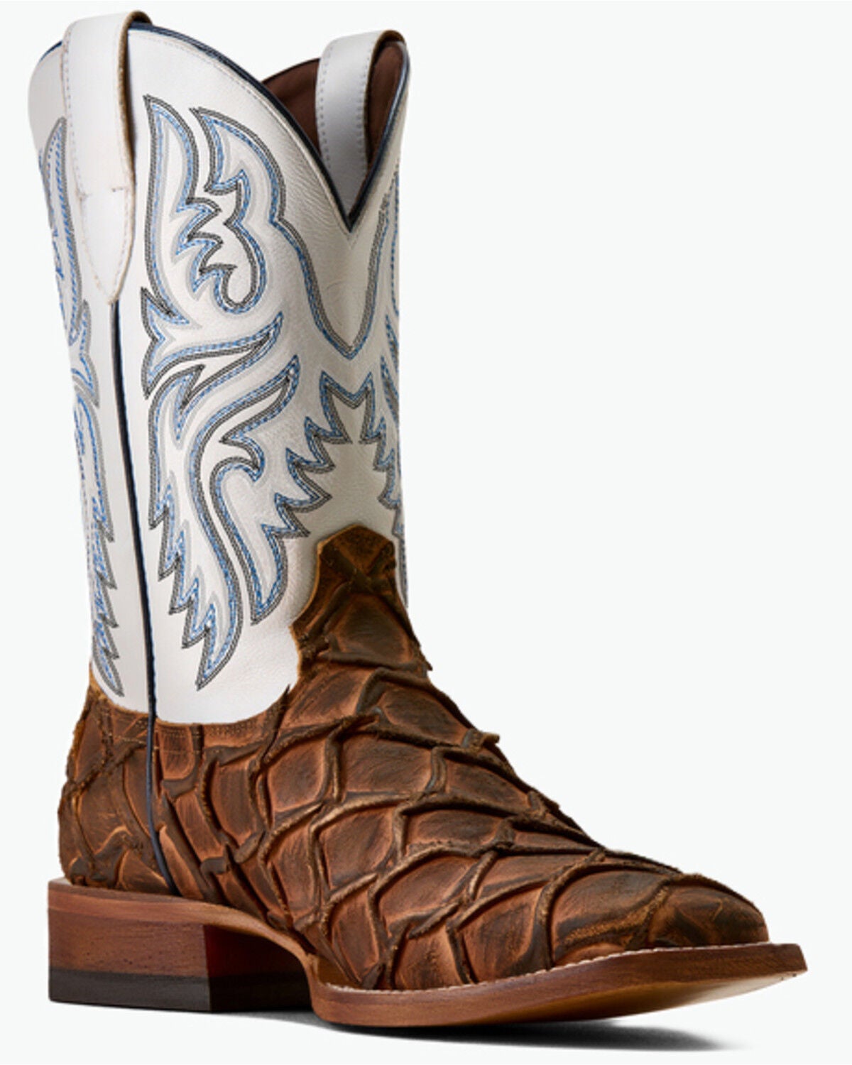 Ariat Men's Riverside Exotic Print Western Boots - Broad Square Toe, Brown, hi-res