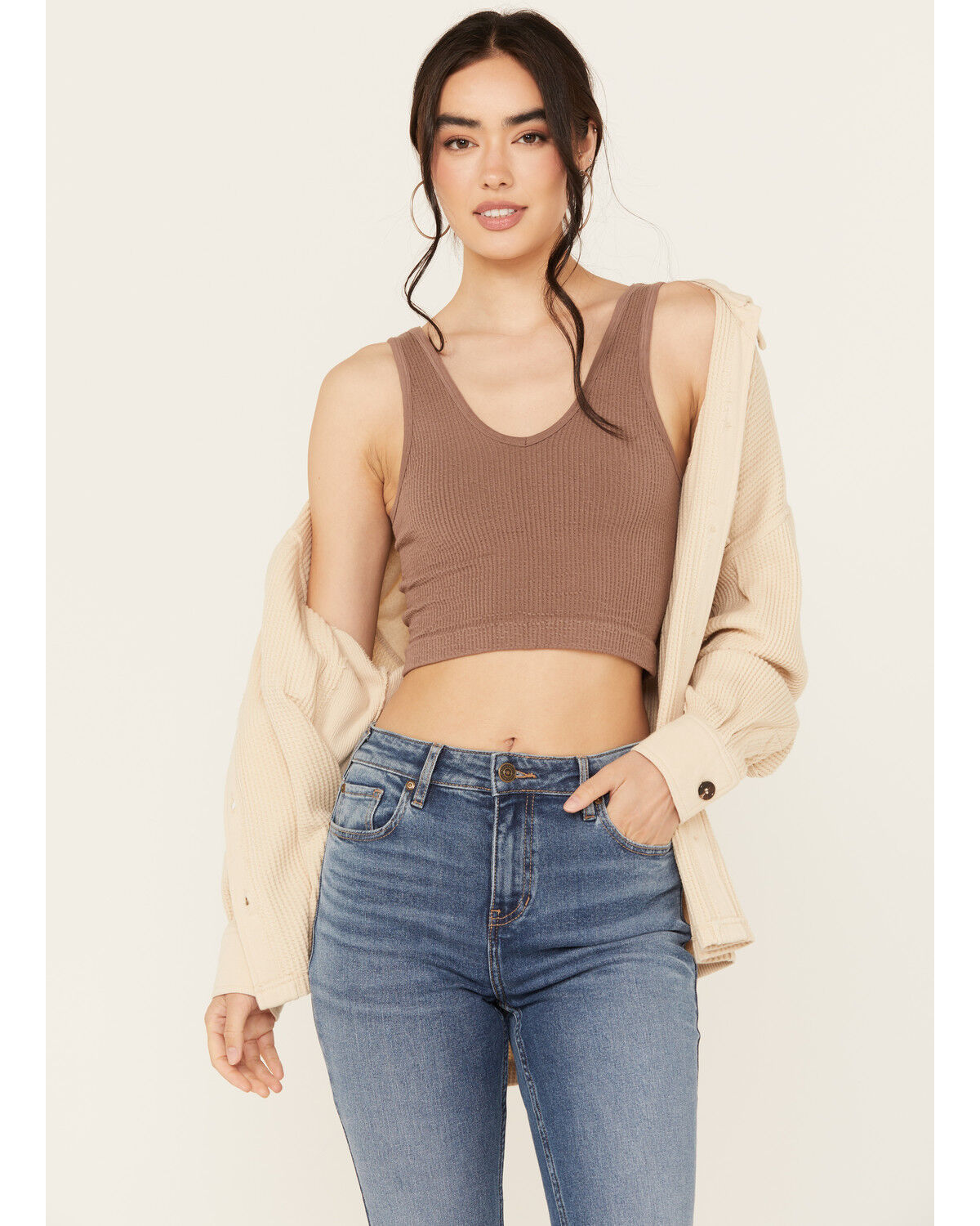 Image #1 - By Together Women's Seamless V Neck Tank Top, , hi-res