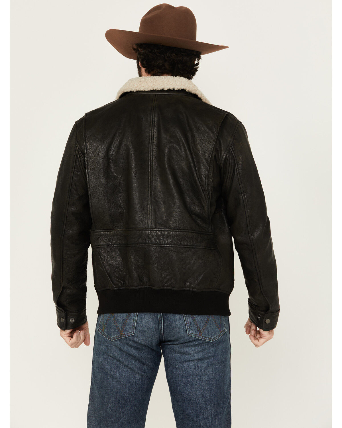 Image #4 - Scully Men's Sherpa Collar Leather Bomber Jacket, Black, hi-res