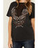Image #3 - Affliction Women's Deep V Mesh Insert Short Sleeve Graphic Tee, Black, hi-res