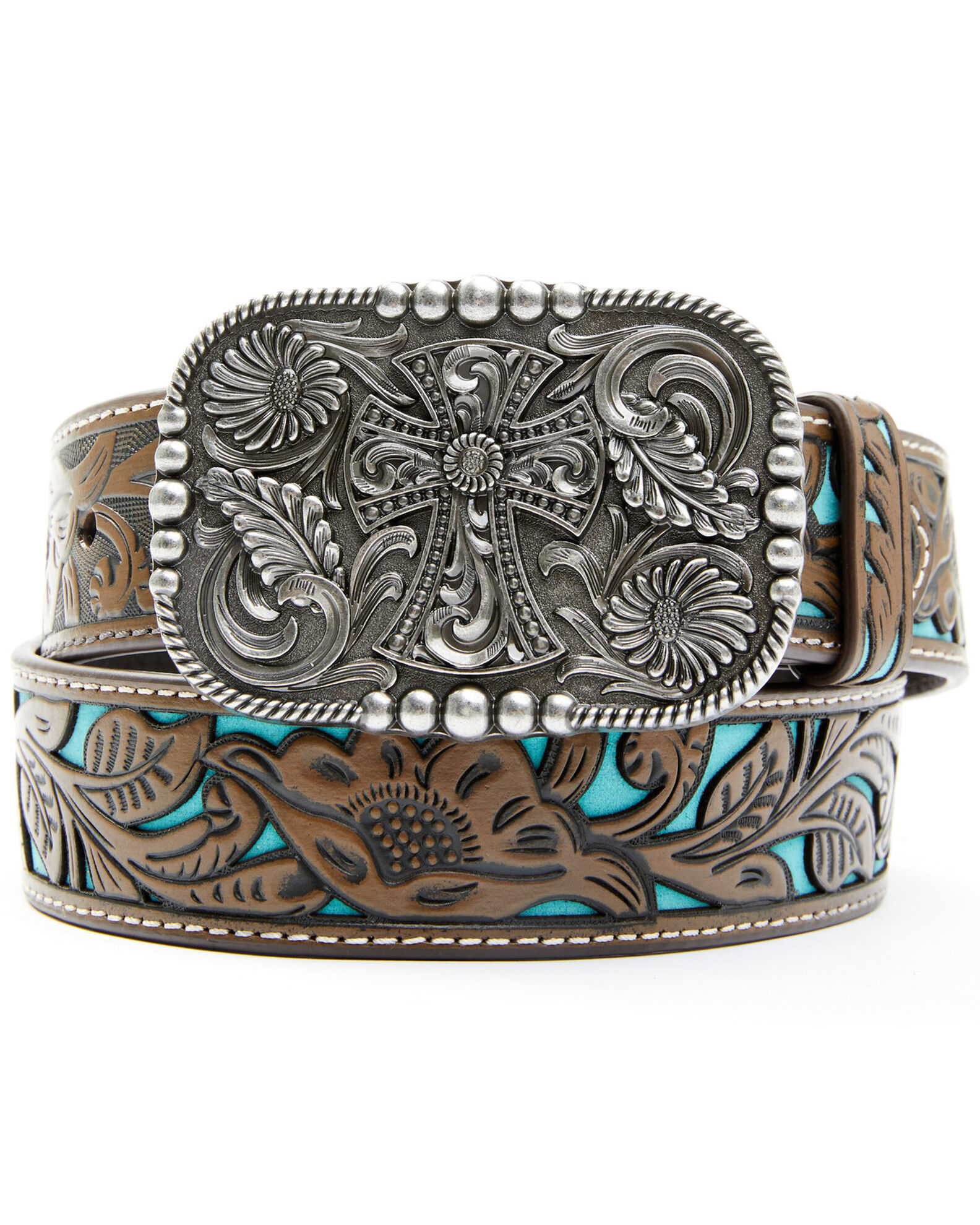 Shyanne Women s Tooled Cross Leather Belt Sheplers