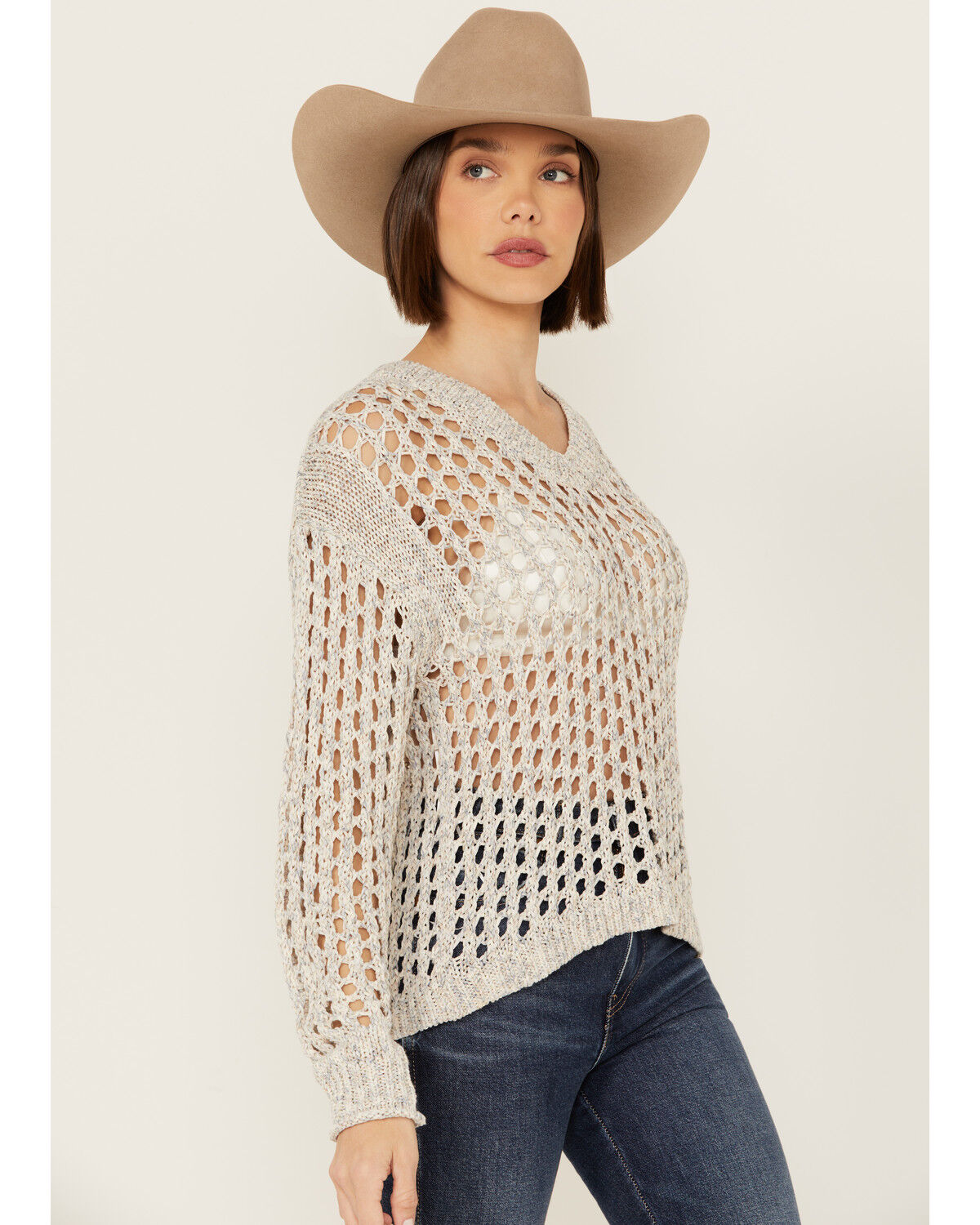 Image #3 - Cleo + Wolf Women's Allison Open Knit Long Sleeve Sweater, Blue, hi-res