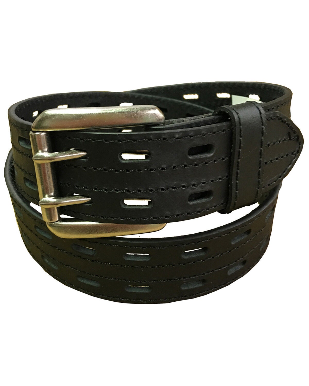 Danbury Men's Leather Prong Rollar Bar Work Belt, Black, hi-res
