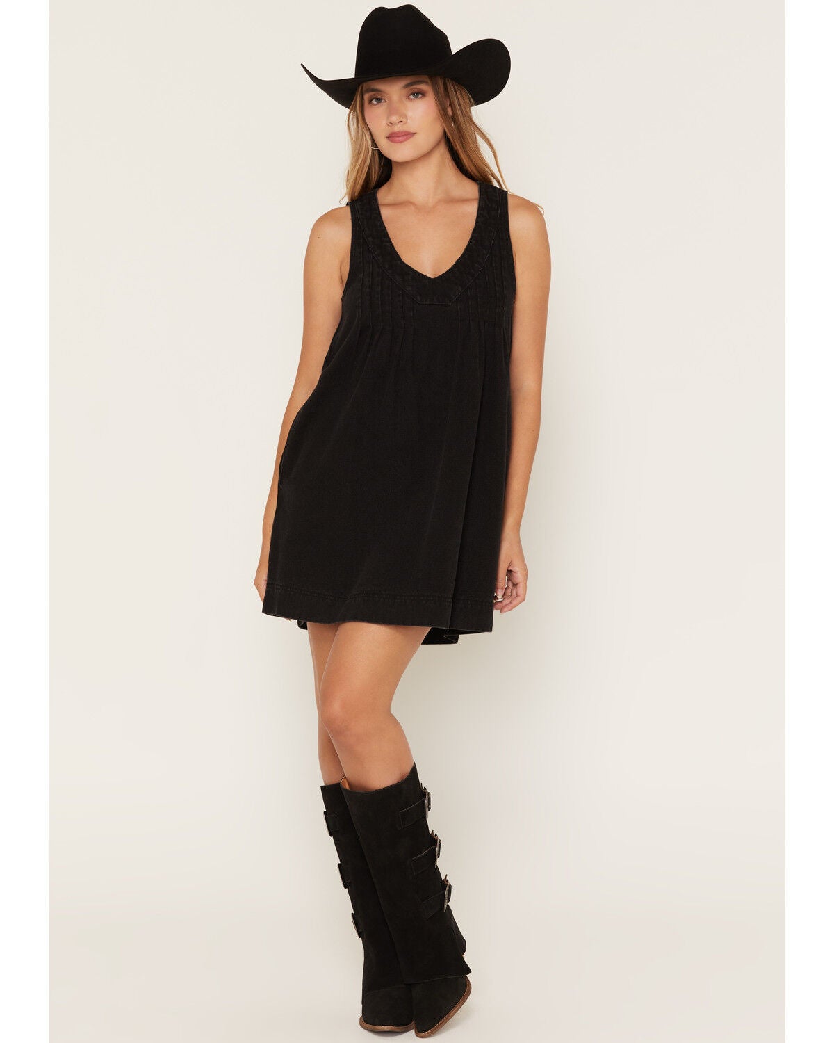 Image #2 - Saltwater Luxe Women's Miniya Sleeveless Collar Denim Mini Dress, Black, hi-res