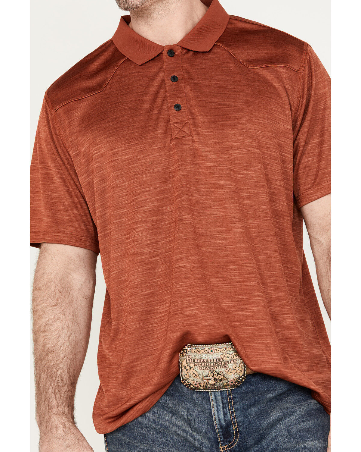 Image #3 - RANK 45® Men's Piped Polo, Pecan, hi-res