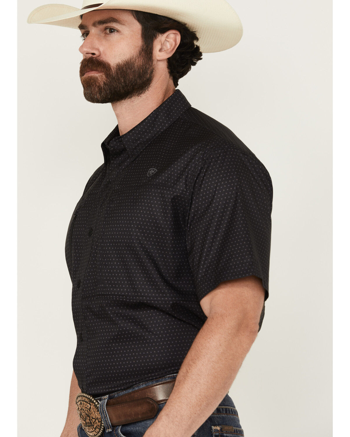 Image #2 - Ariat Men's VentTek Arrows Geo Print Short Sleeve Button-Down Western Shirt, Black, hi-res