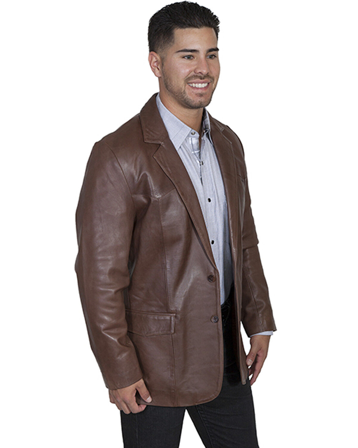 Image #2 - Scully Lamb Leather Blazer - Big, Chocolate, hi-res