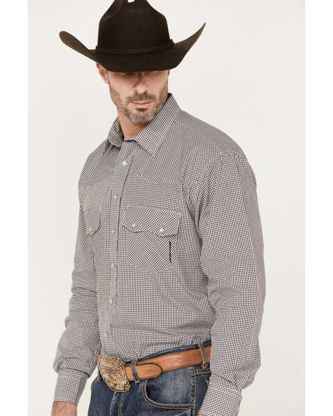 Image #2 - Resistol Men's Porter Mini Checkered Print Long Sleeve Snap Western Shirt, Chocolate, hi-res