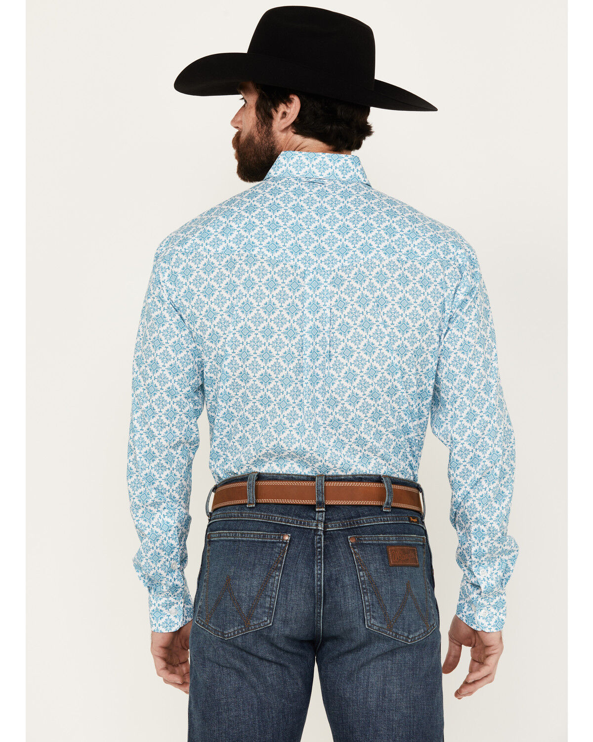 Image #4 - Roper Men's Amarillo Geo Medallion Long Sleeve Button Down Western Shirt, Blue, hi-res