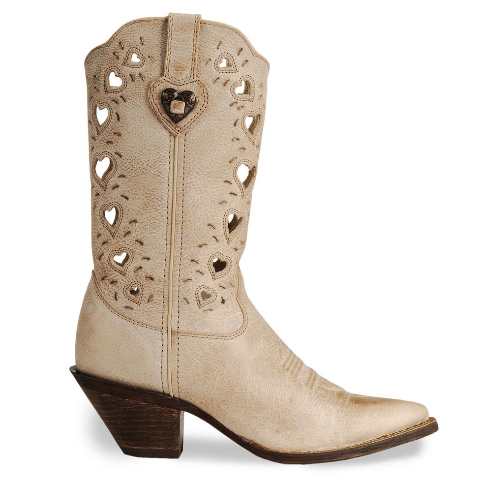 Durango Crush Taupe Heart Cutout Cowgirl Boots Pointed Toe Sheplers