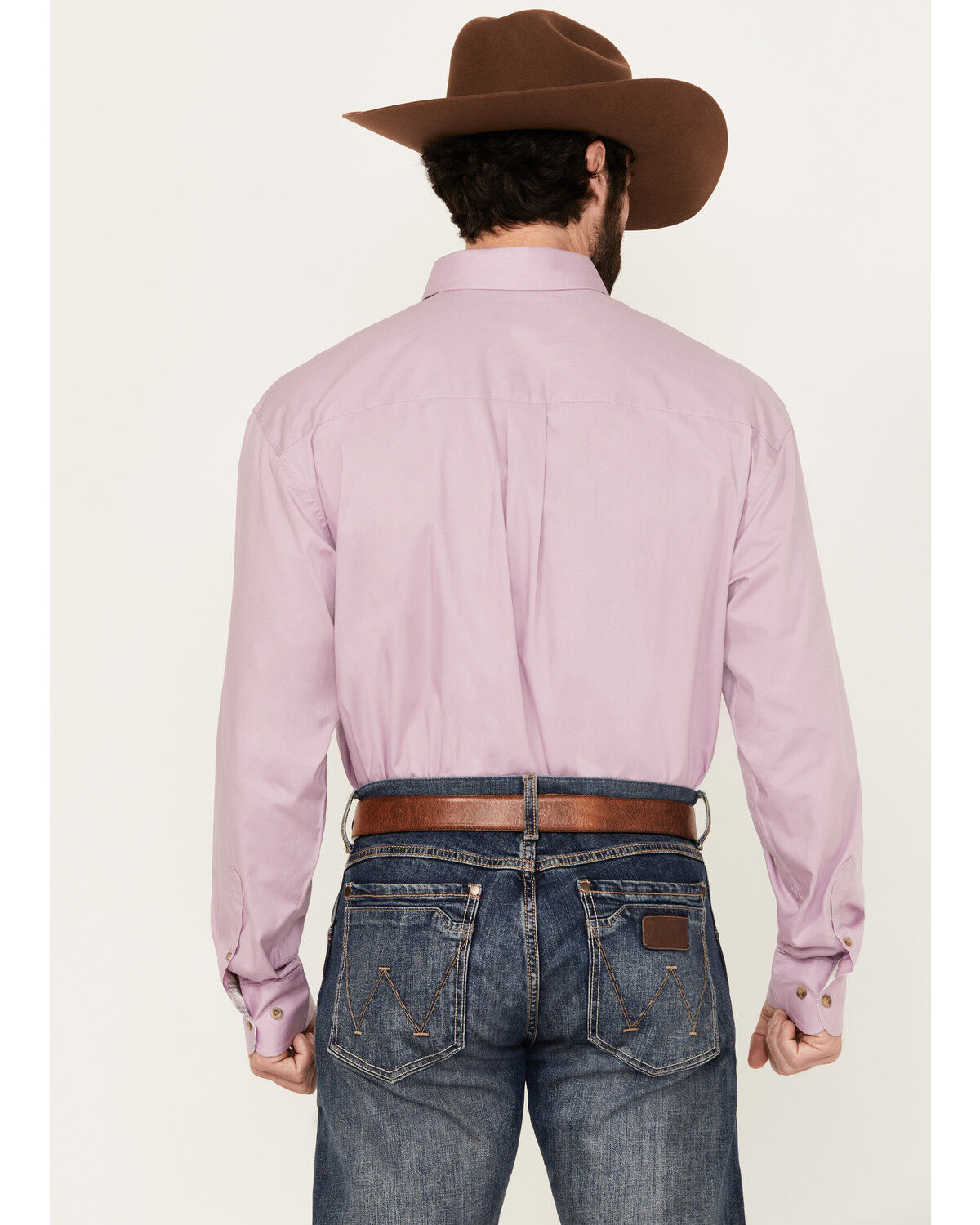 Image #4 - George Strait by Wrangler Men's Solid Long Sleeve Button-Down Stretch Western Shirt, Lavender, hi-res